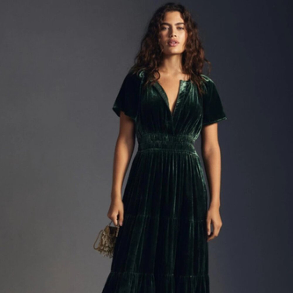 By Anthropologie Green Maxi Dress